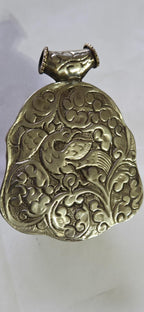 Gorgeous Statement Pendant Tibetan silver happy buddha face resin pendant with floral bird repousse PM405G