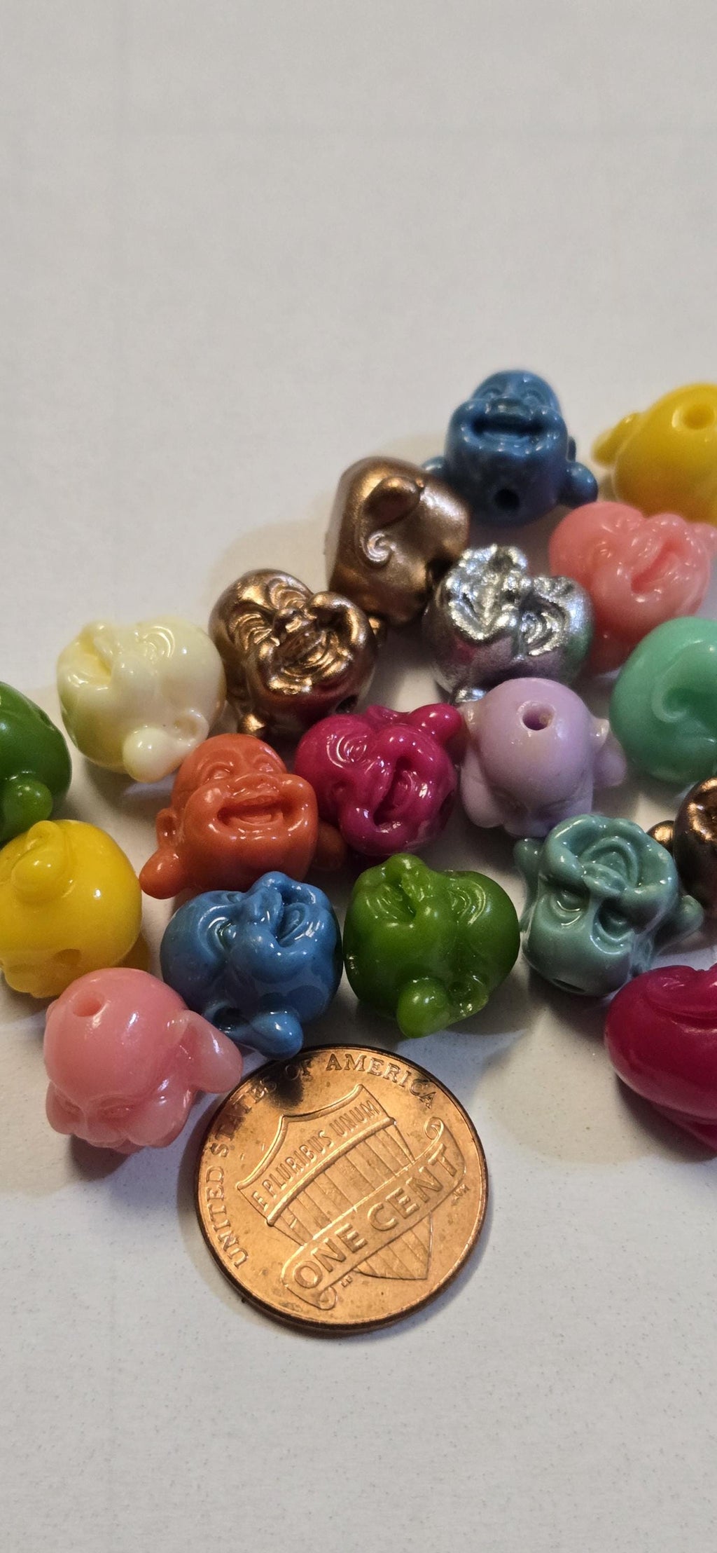 8 Beads - Small laughing Buddha beads mix colors resin beads 14 mm x 12 mm - BD884H