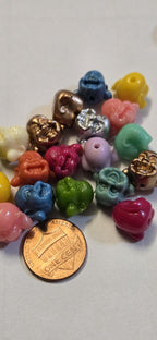 8 Beads - Small laughing Buddha beads mix colors resin beads 14 mm x 12 mm - BD884H
