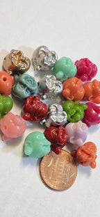 8 Beads - Small laughing Buddha beads mix colors resin beads 14 mm x 12 mm - BD884H