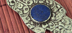 OOAK - Large Tibetan antiqued silver finish holy mantra Om namah shivay inscribed hand pendant floral carving reverse side from Nepal PM339G
