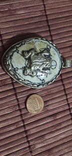 Hand-Carved Conch Shell Pendant – Frog Totem, Human Figure, Firefly Design | Tibetan Nepal Himalayan mystic Jewelry large size - PM491B