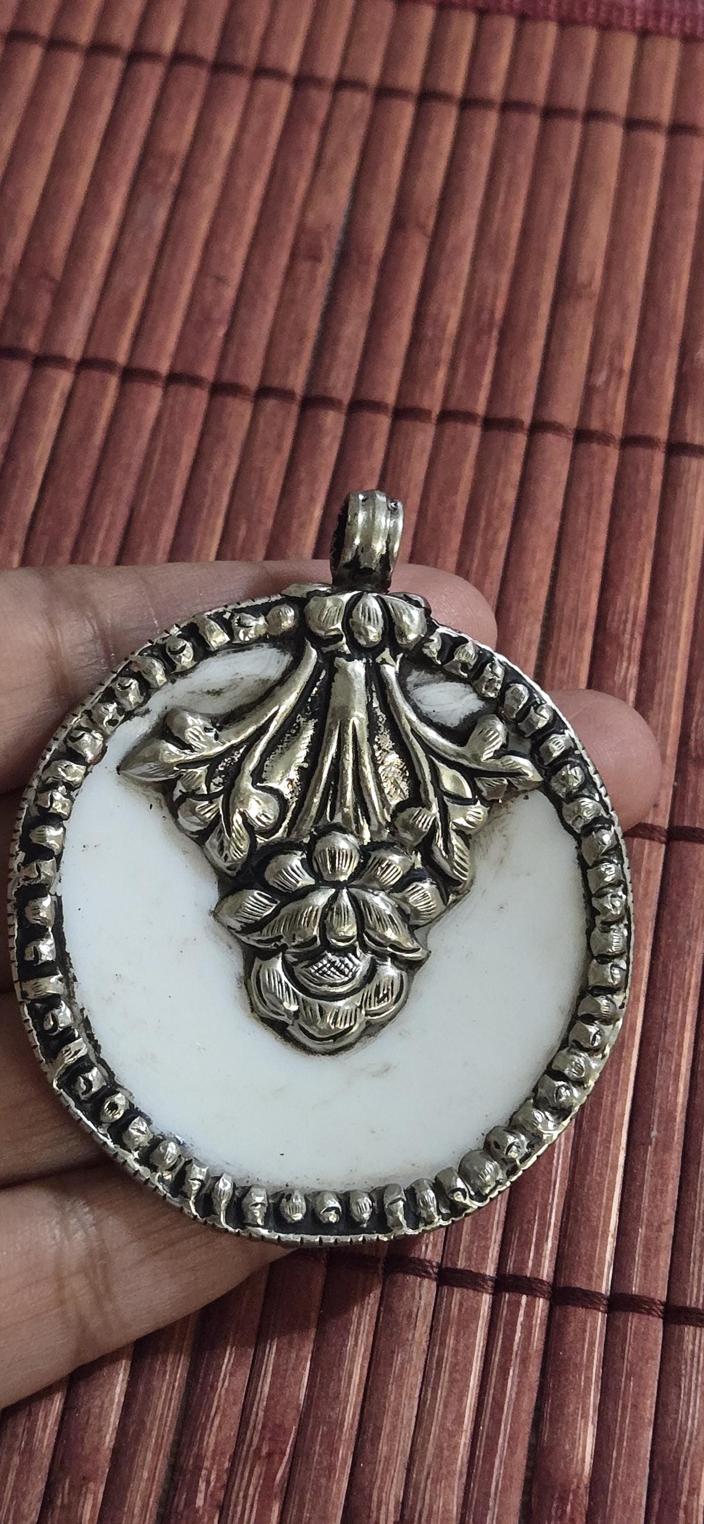 3 animal pendants set - Ethnic tribal Tibetan naga conch shell Frog , elephant, dragon pendant reverse side floral deer design - PM491D
