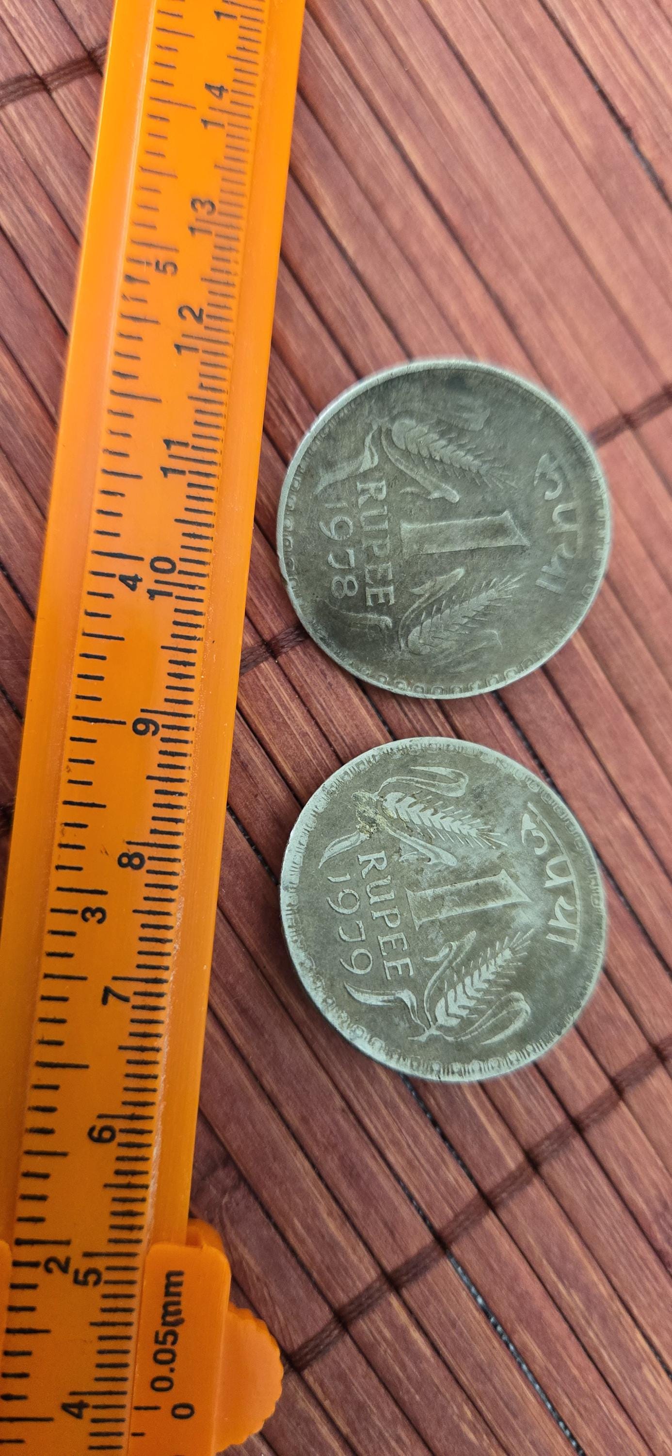 Vintage India 1978 and 1979 genuine One Rupee Coin charms pendant- 2 collectible pieces - STR003C