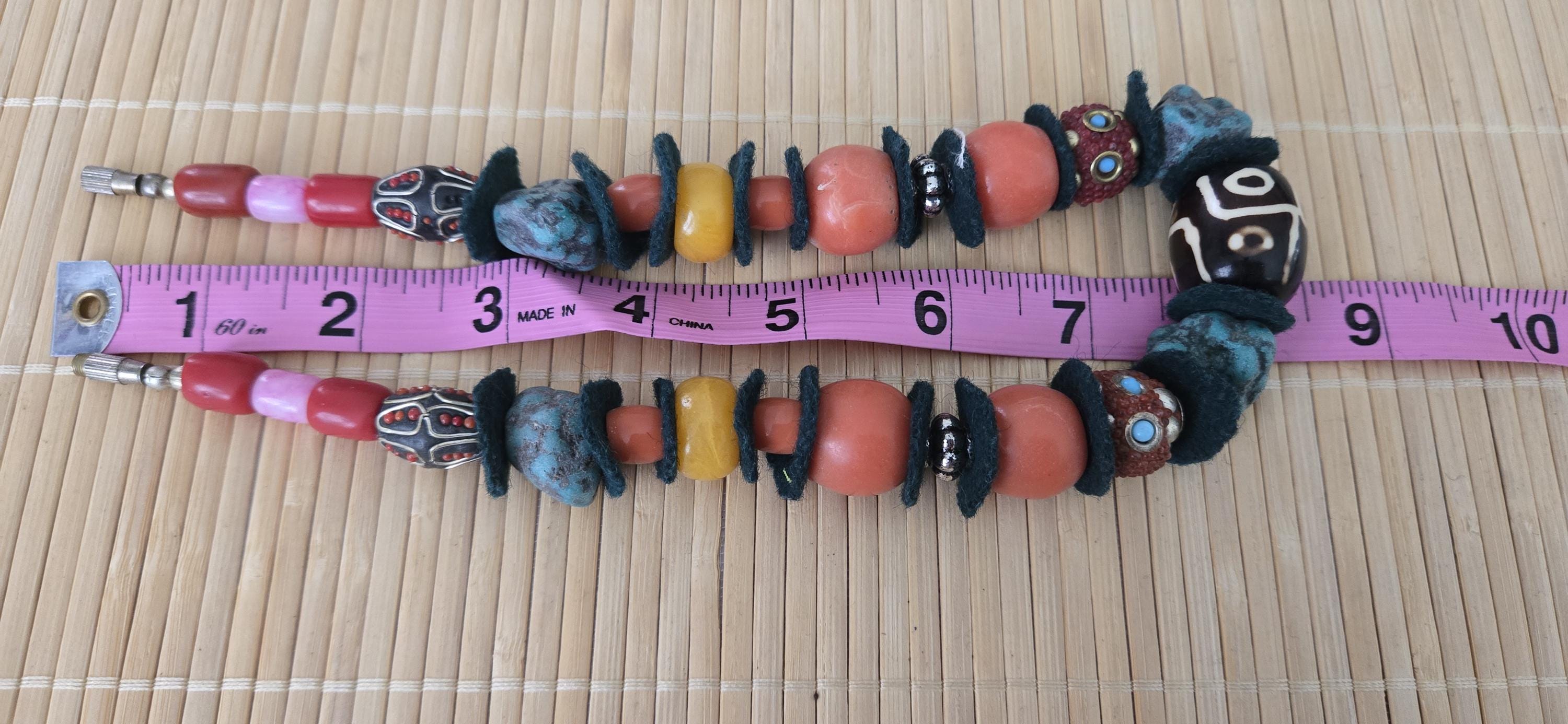 Vintage tibetan nepal mixed tribal beads short strand 16 inches STR004A