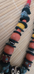 Vintage tibetan nepal mixed tribal beads short strand 16 inches STR004A