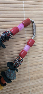 Vintage tibetan nepal mixed tribal beads short strand 16 inches STR004A