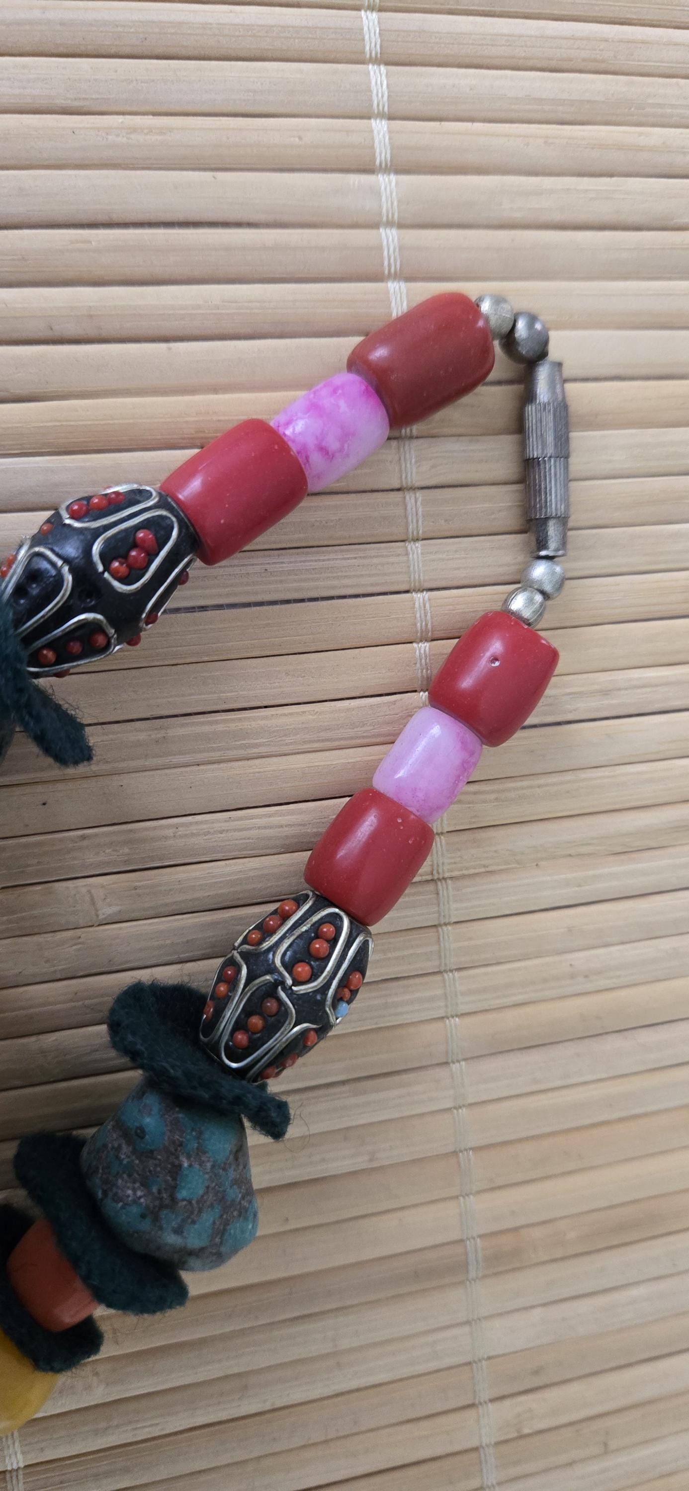 Vintage tibetan nepal mixed tribal beads short strand 16 inches STR004A