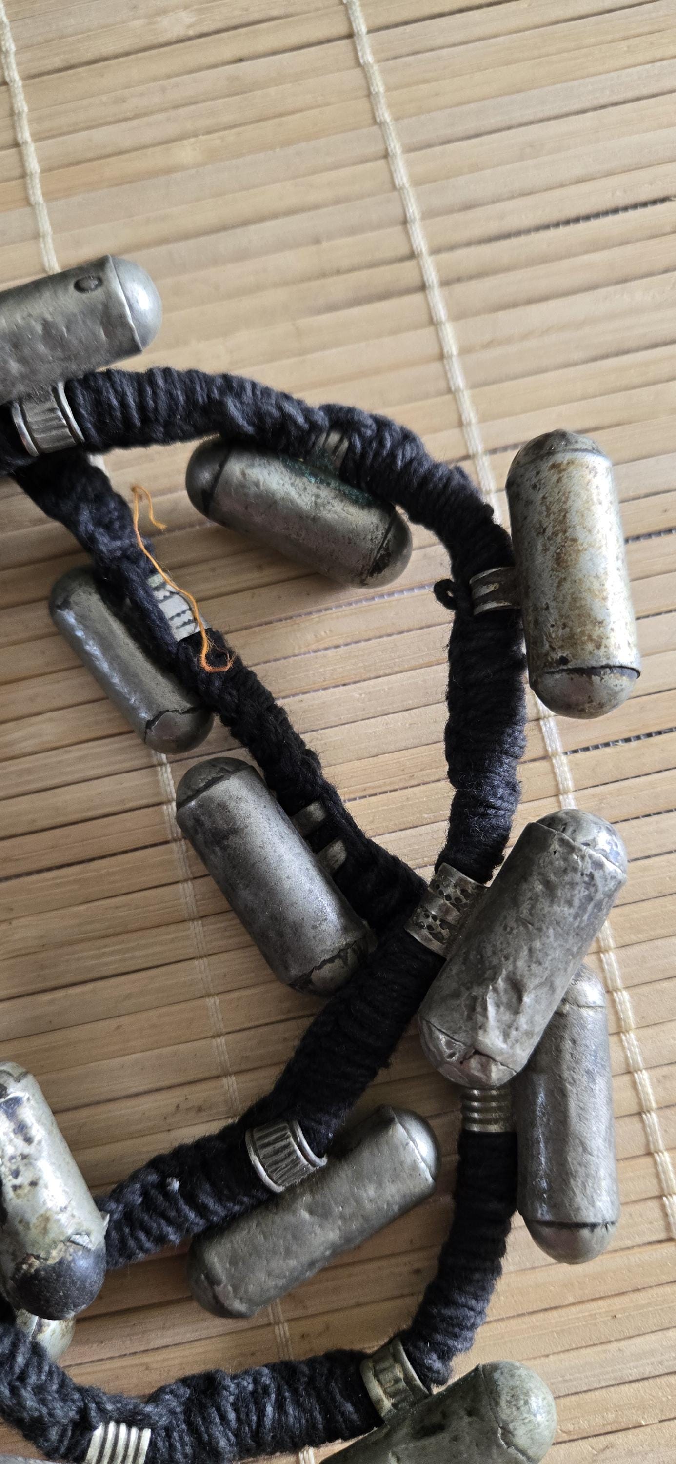 Vintage old ethnic nepal tribal brass amulet pendants necklace one of a kind - Selling As Is - STR005A