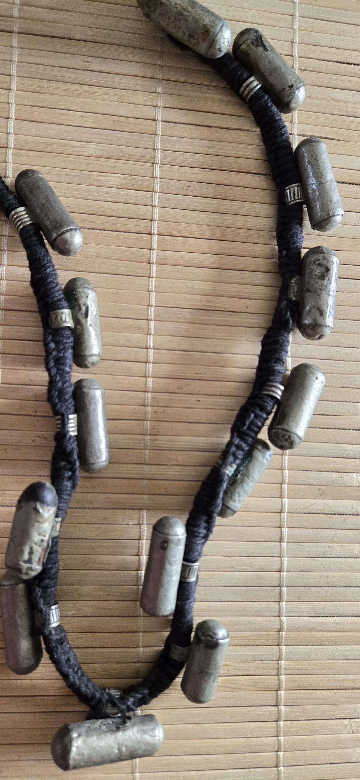 Vintage old ethnic nepal tribal brass amulet pendants necklace one of a kind - Selling As Is - STR005A