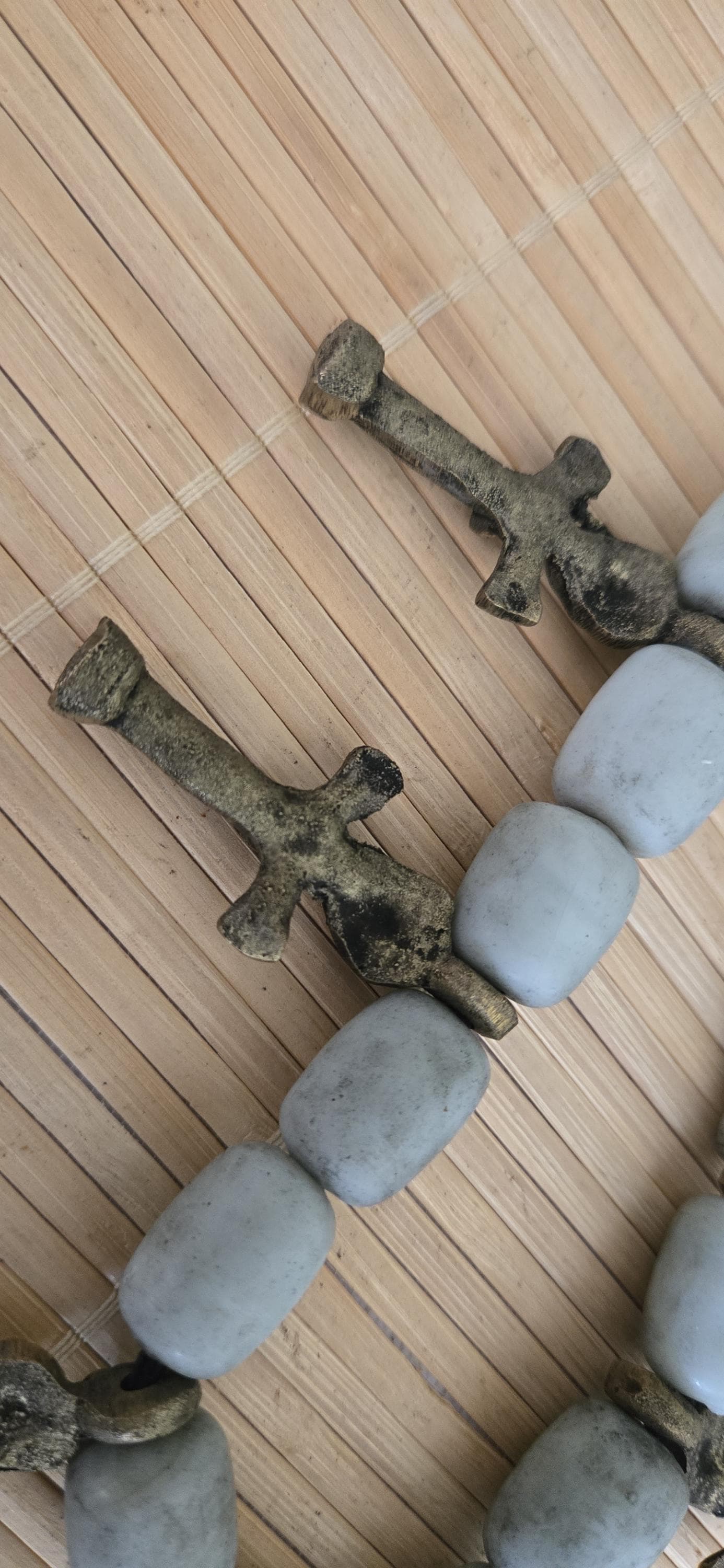 Vintage African Brass Fertility Pendants Necklace | Tribal Clay Beads | Ethnic Jewelry | Boho Statement Necklace STR004D