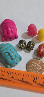 10 pieces Buddha beads - Assorted nice colorful mix style Buddha face pendant beads - pack of 10 beads - BD752G