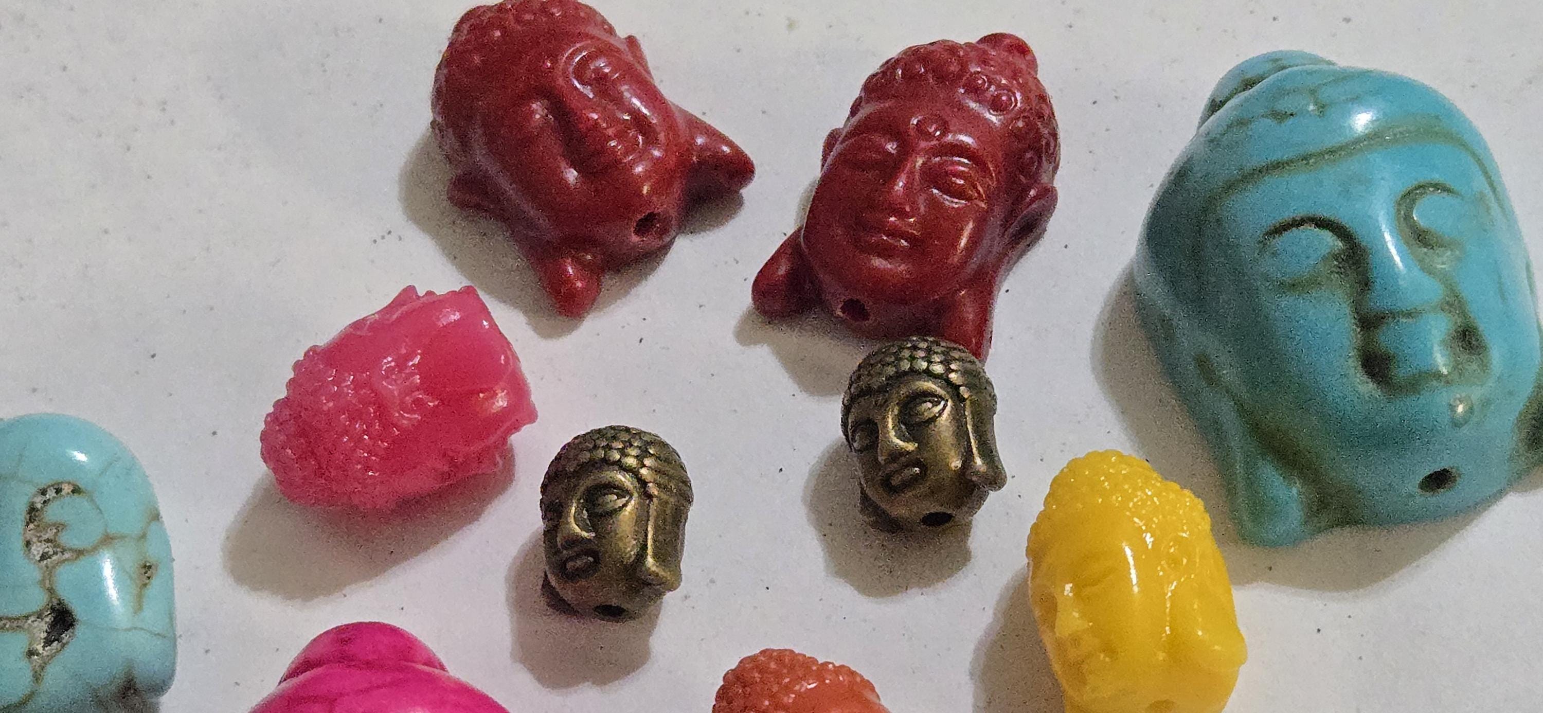 10 pieces Buddha beads - Assorted nice colorful mix style Buddha face pendant beads - pack of 10 beads - BD752G