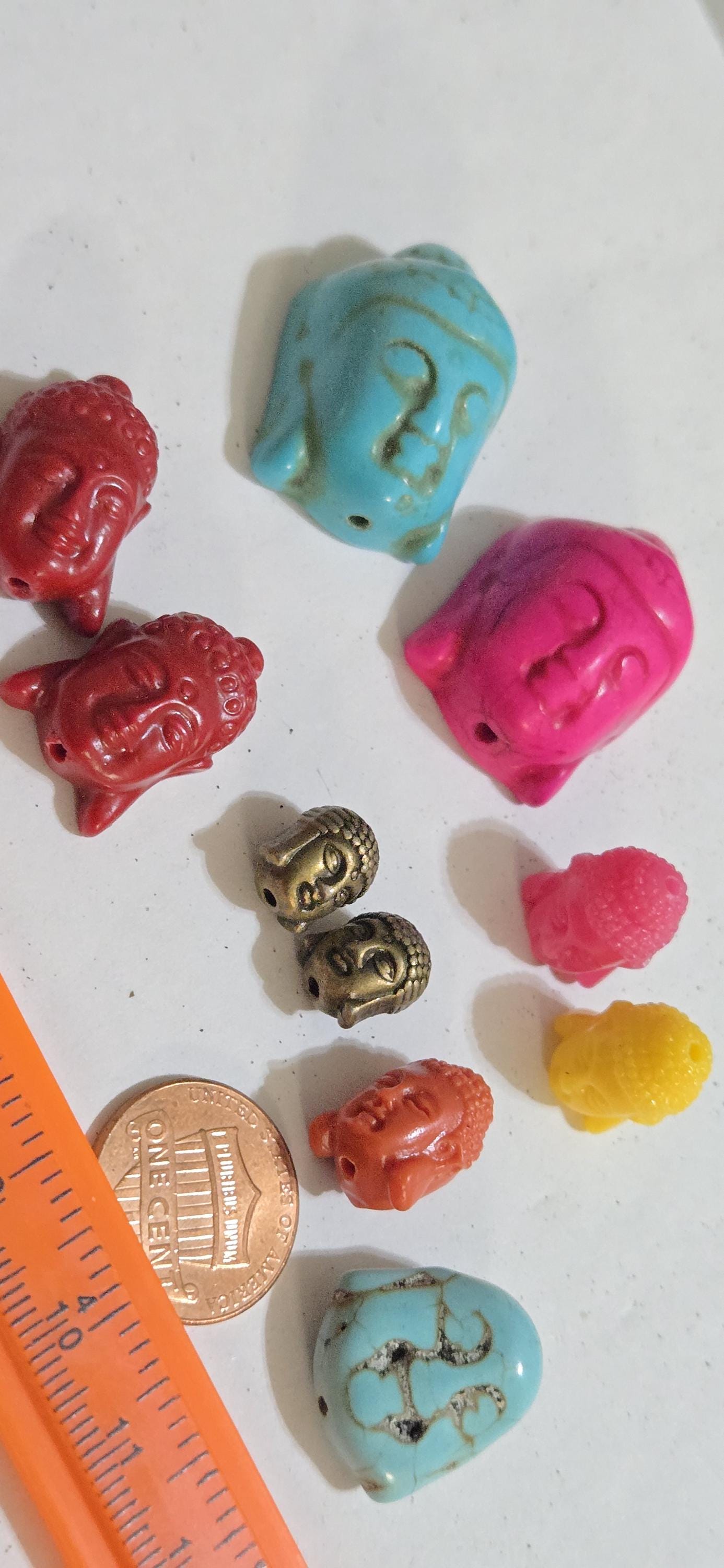 10 pieces Buddha beads - Assorted nice colorful mix style Buddha face pendant beads - pack of 10 beads - BD752G