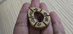 Tibetan prayer mantra Om Mani Padme Hum Pendant – teardrop oval donut shape, Recycled Cattle Bone om amulet charm – 1 pendant - PB051A