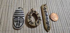 Set of 3 Tibetan buddhist carved cattle bone prayer mantra Om Mani Padme Hum buddha face Pendants spiritual amulet charms PB051D