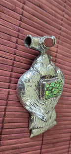 OOAK Extra Large Tibetan Silver finish Repousse eagle phoenix Bird carving pendant with inlay - PM002C