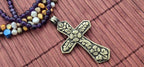 Reversible Tibetan Brass Cross Pendant – Hand-Carved Floral Design on Both Sides – Nepalese Artisan Jewelry – PM002E