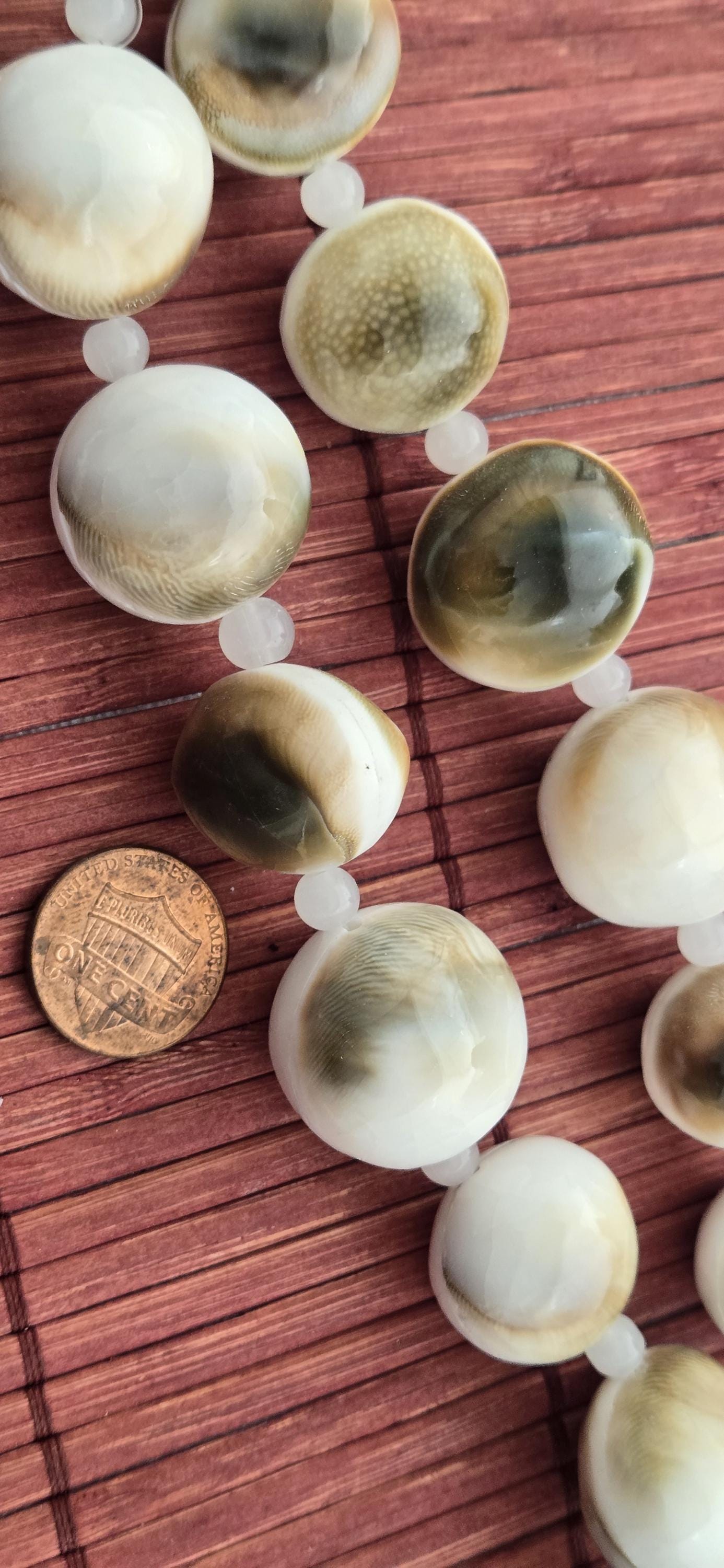 4 natural Oval Shell Beads – Unique Black White Brown Pattern | 19 - 23mm Organic Beads for Coastal Boho Jewelry – BD221K