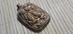 1 Pendant - Large Ethnic Tibetan carved recycled cattle bone frog family design pendant with flower carving on reverse side - PM006L