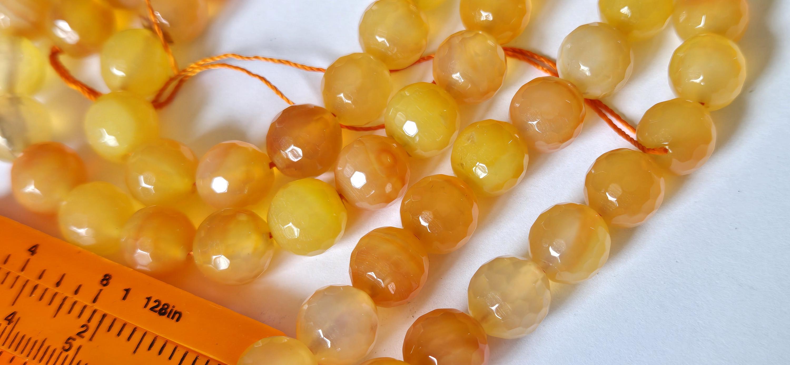 1 strand - 10 mm Honey yellow orange dyed jade faceted gemstone beads 15 inches - BD379G
