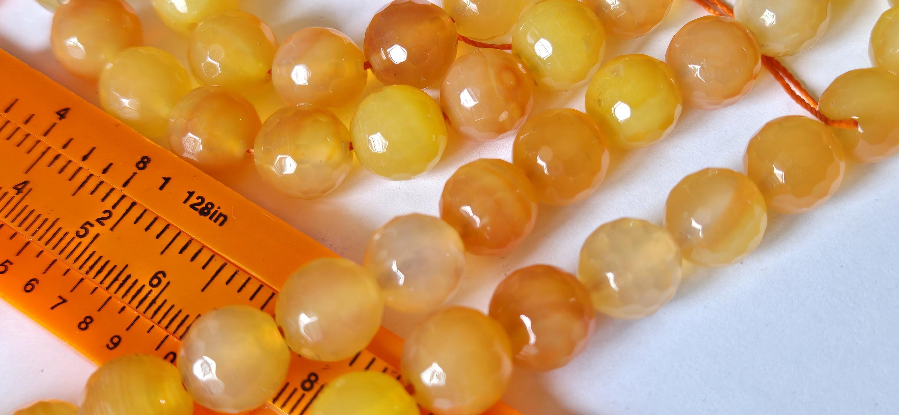 1 strand - 10 mm Honey yellow orange dyed jade faceted gemstone beads 15 inches - BD379G
