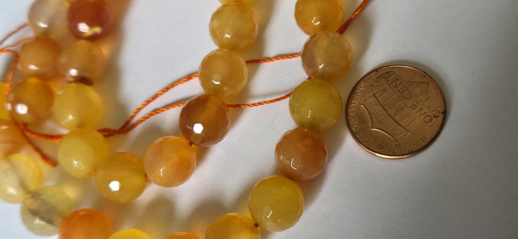 1 strand - 10 mm Honey yellow orange dyed jade faceted gemstone beads 15 inches - BD379G