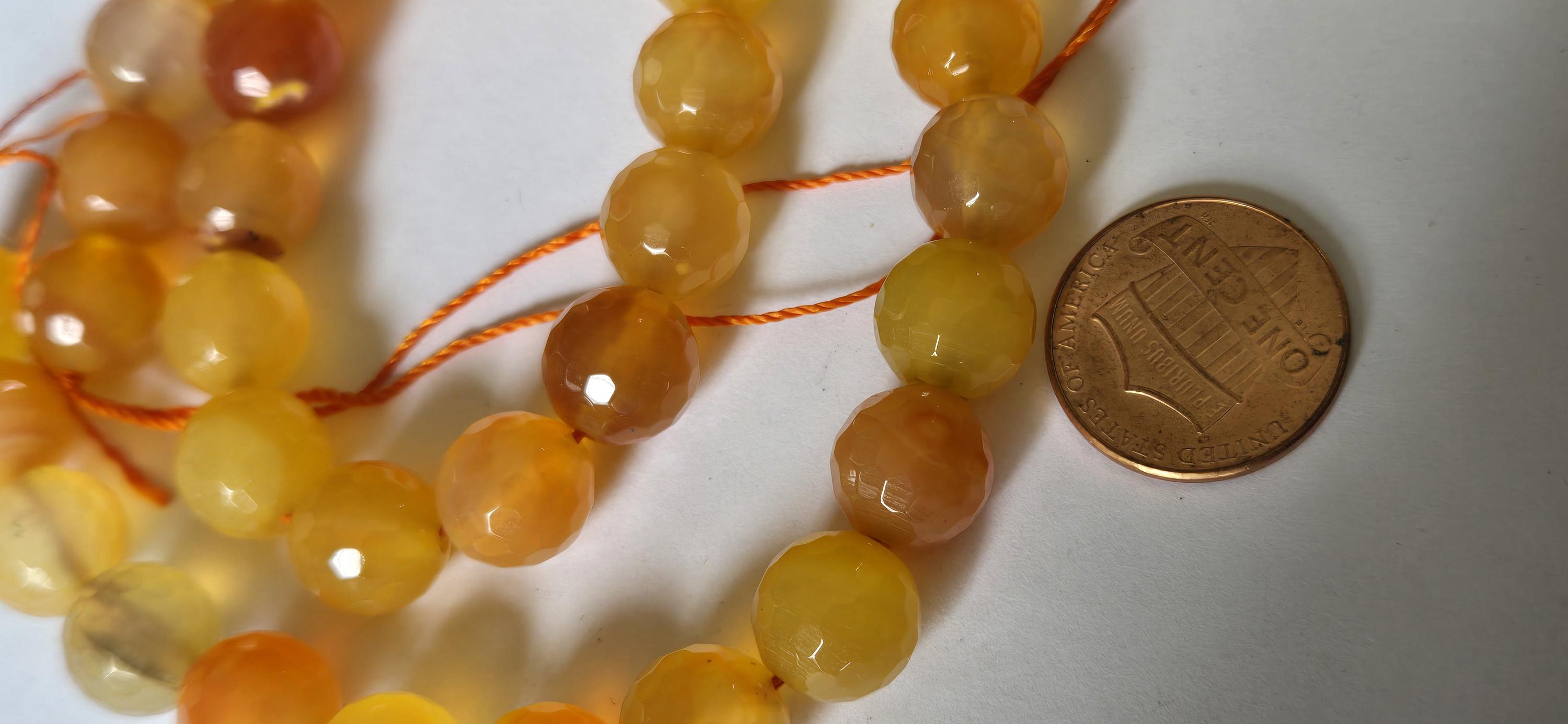 1 strand - 10 mm Honey yellow orange dyed jade faceted gemstone beads 15 inches - BD379G