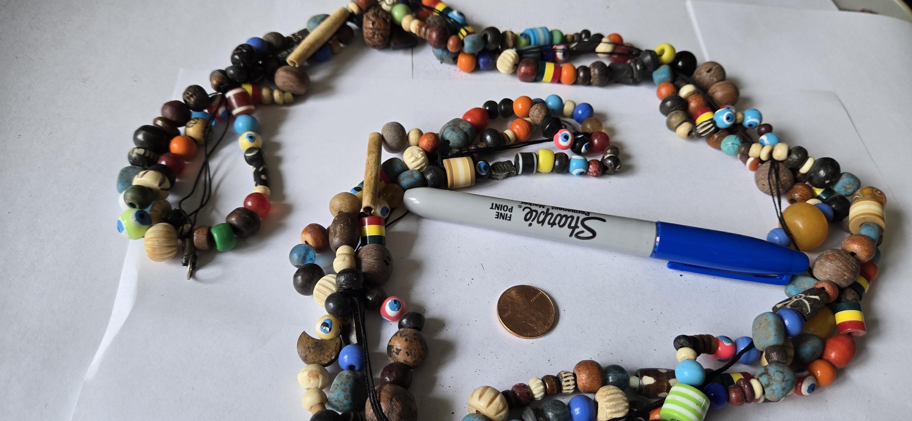 1 Full strand - 28 INCH - Mix vintage ethnic nepalese beads from Nepal - 3 layered - STR002H