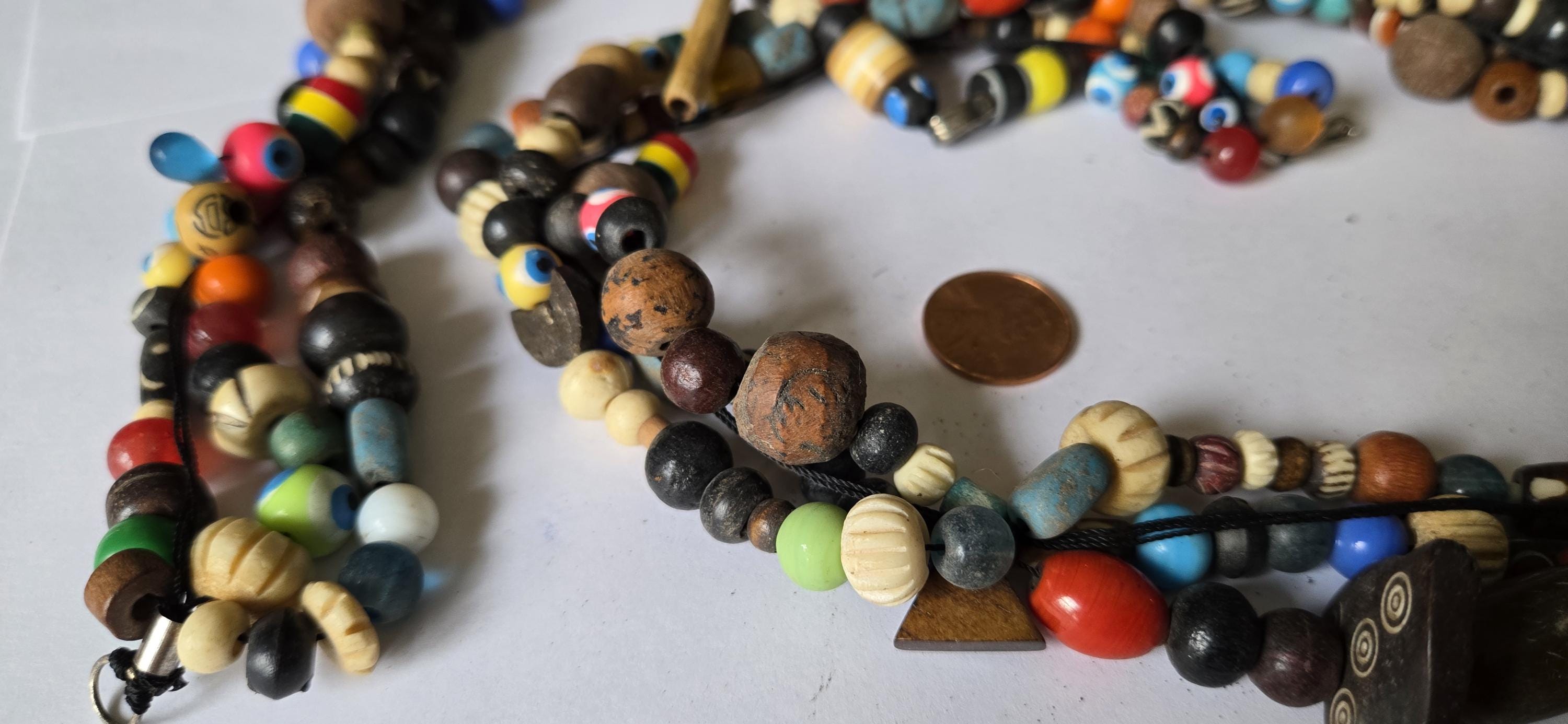 1 Full strand - 28 INCH - Mix vintage ethnic nepalese beads from Nepal - 3 layered - STR002H