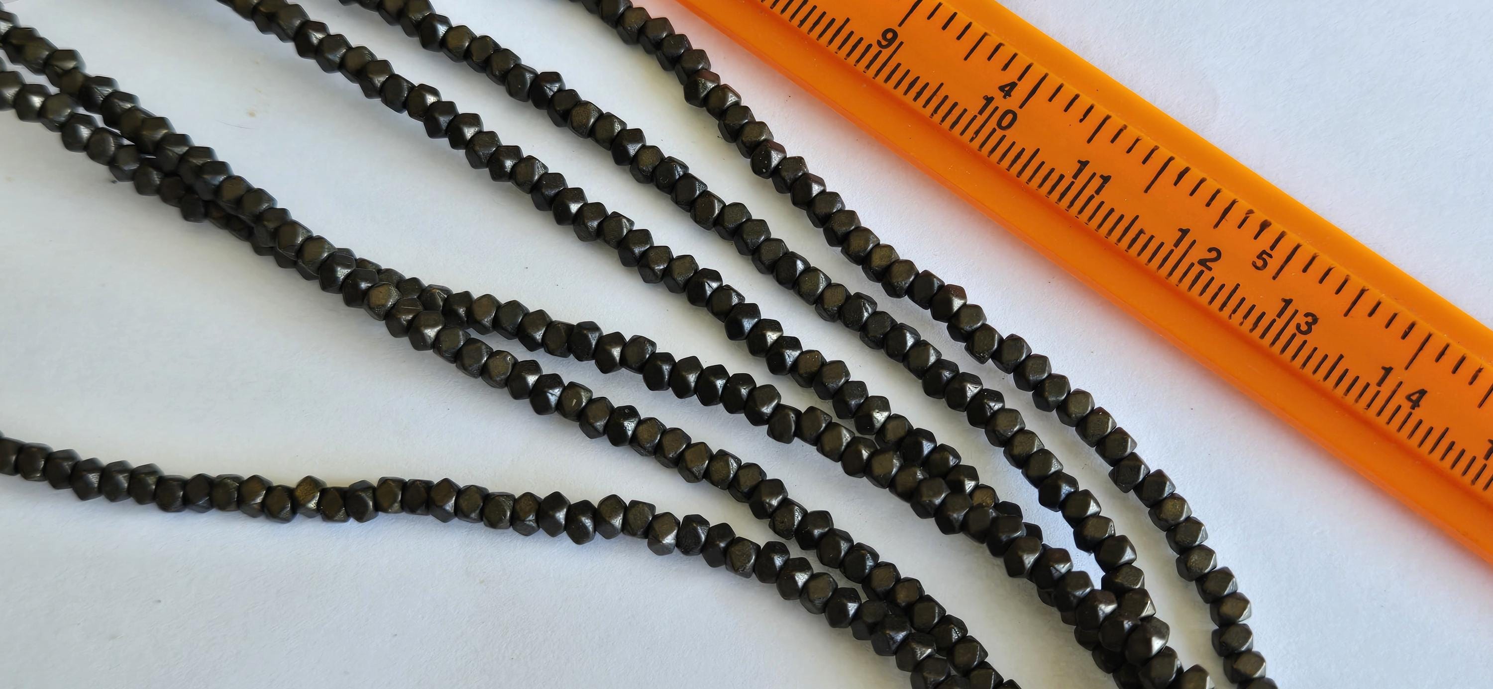 SALE - 1 Full Strand - Small size 3 mm brass tone plated cube metal beads - BD418