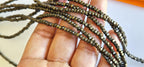 SALE - 1 Full Strand - Small size 3 mm brass tone plated cube metal beads - BD418