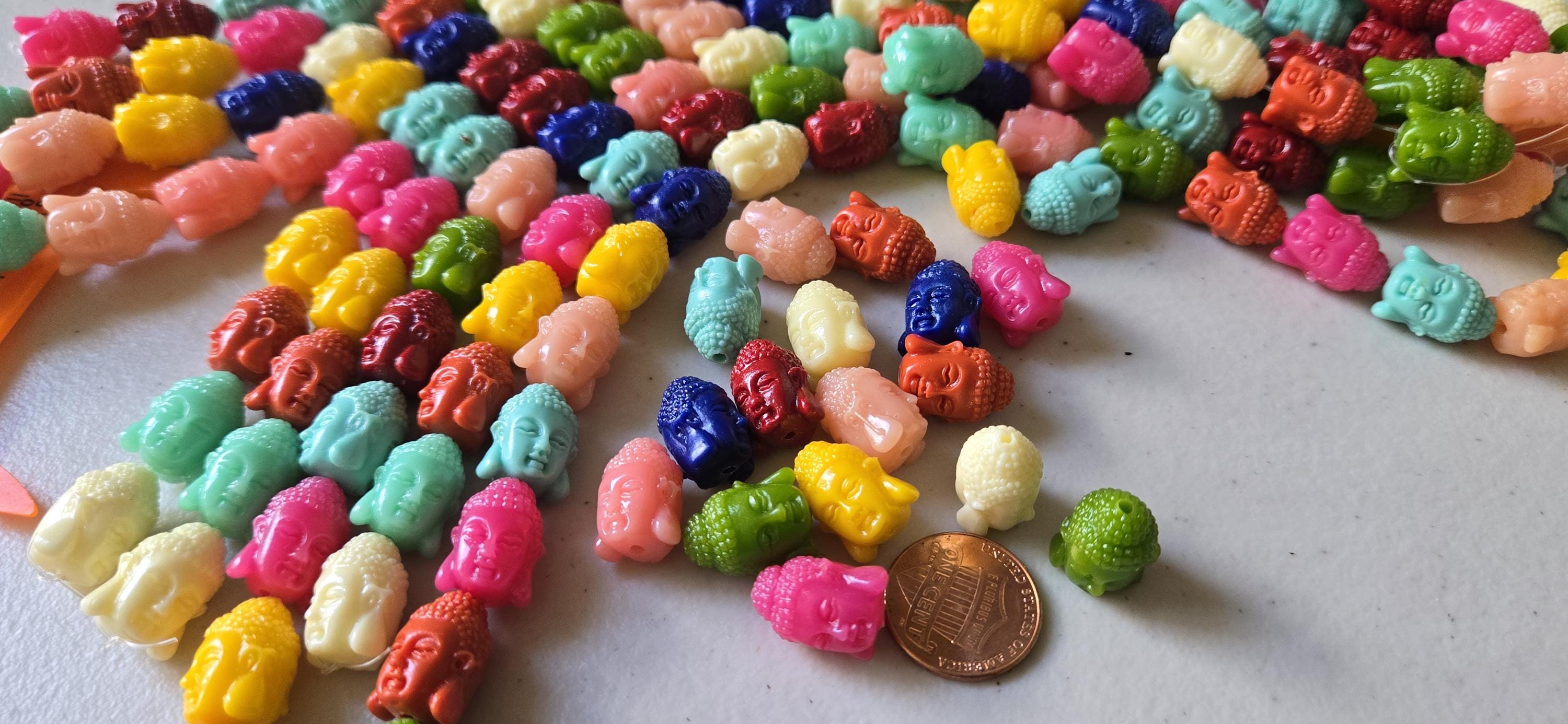 10 BEADS - Colorful mix colors dual sided Buddha face pendant bead 15 mm x 11 mm - BD751