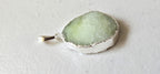 Pastel Green shimmer Druzy agate geode silver edged pendant - SP020B