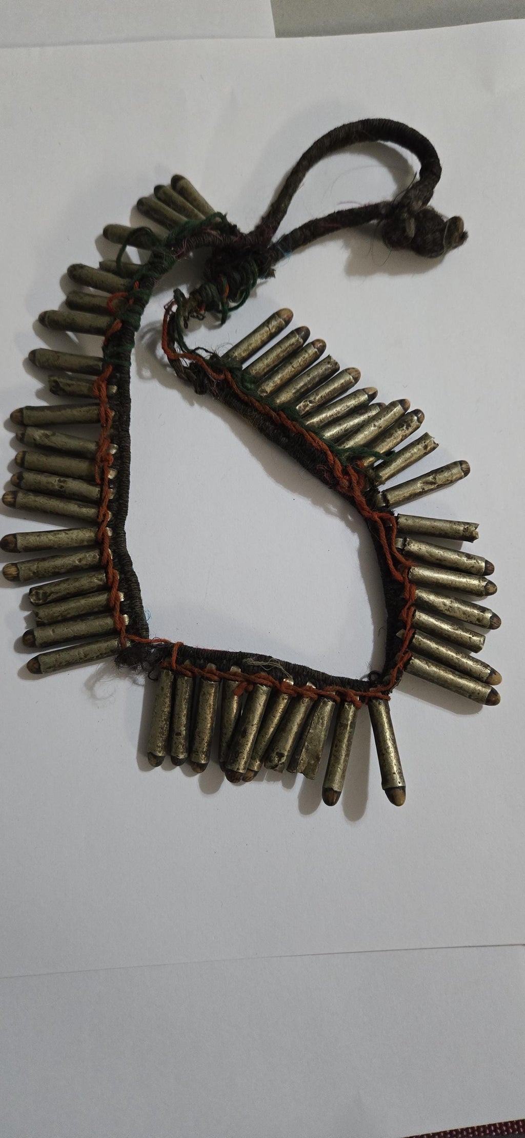 Vintage old ethnic nepal tribal brass bullet pendants necklace one of a kind - Selling As Is - STR003A