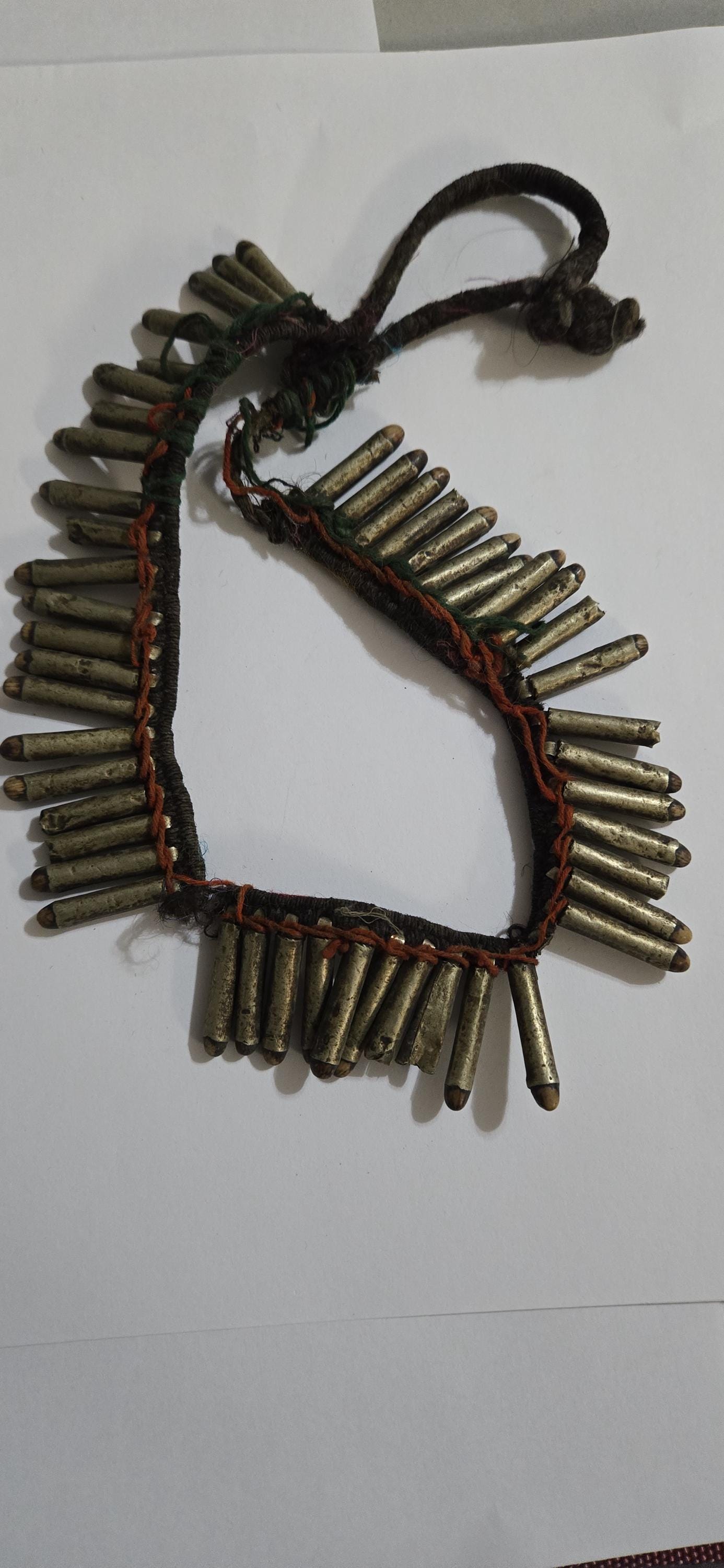 Vintage old ethnic nepal tribal brass bullet pendants necklace one of a kind - Selling As Is - STR003A