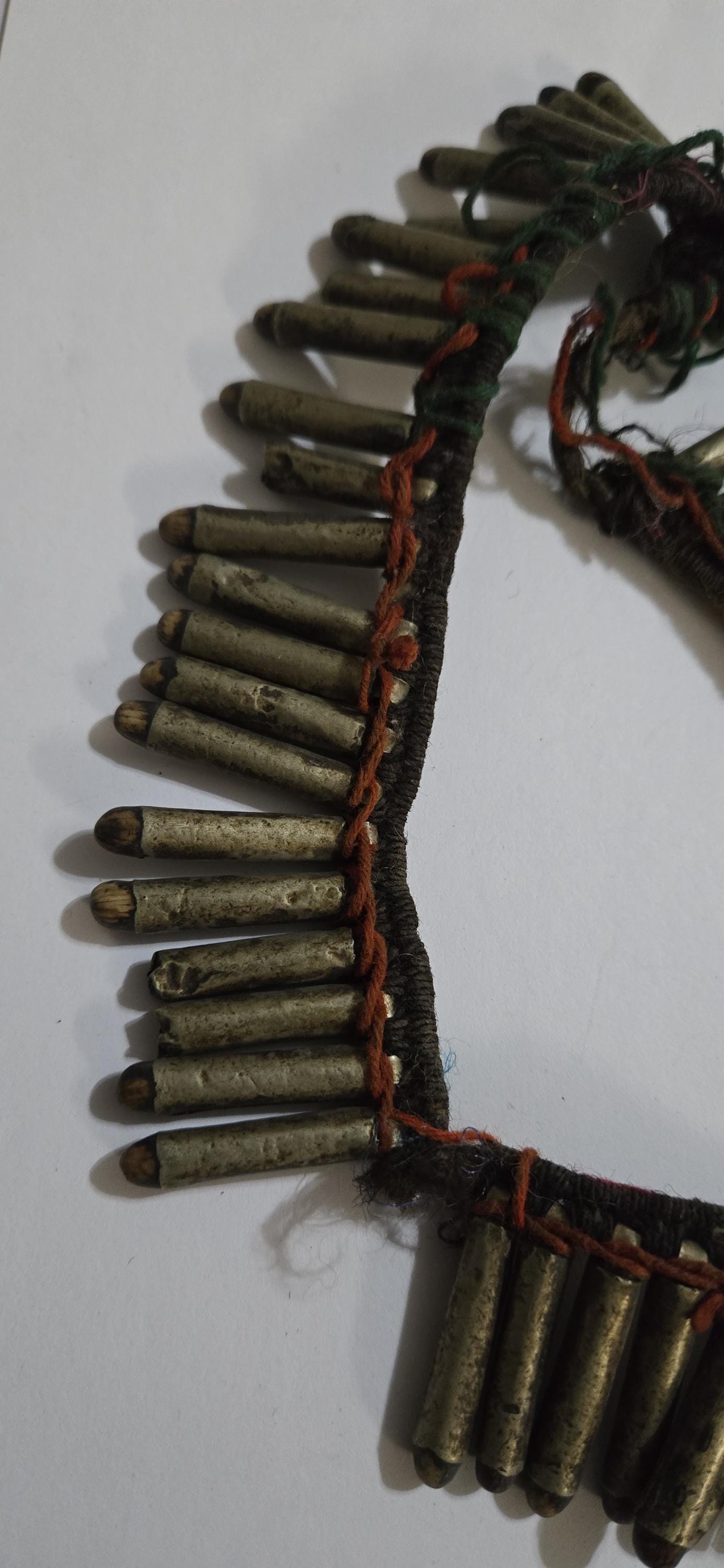 Vintage old ethnic nepal tribal brass bullet pendants necklace one of a kind - Selling As Is - STR003A