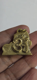 1 Pendant - Shree Ganesha seated brass pendant with Om from Nepal - CP116 - custom design copyright Nepalbeadshop