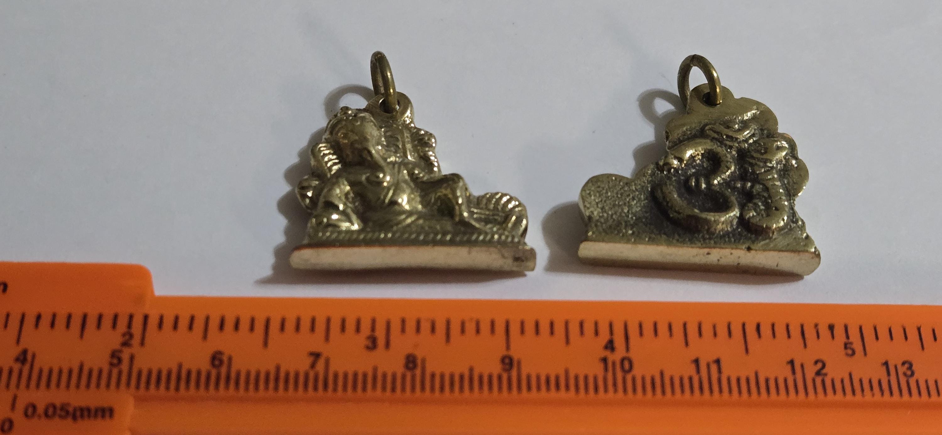 1 Pendant - Shree Ganesha seated brass pendant with Om from Nepal - CP116 - custom design copyright Nepalbeadshop