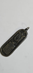 Tibetan Om and kalchakra mantra inscribed brass pendant rectangular bar shape keyring charm CP005B