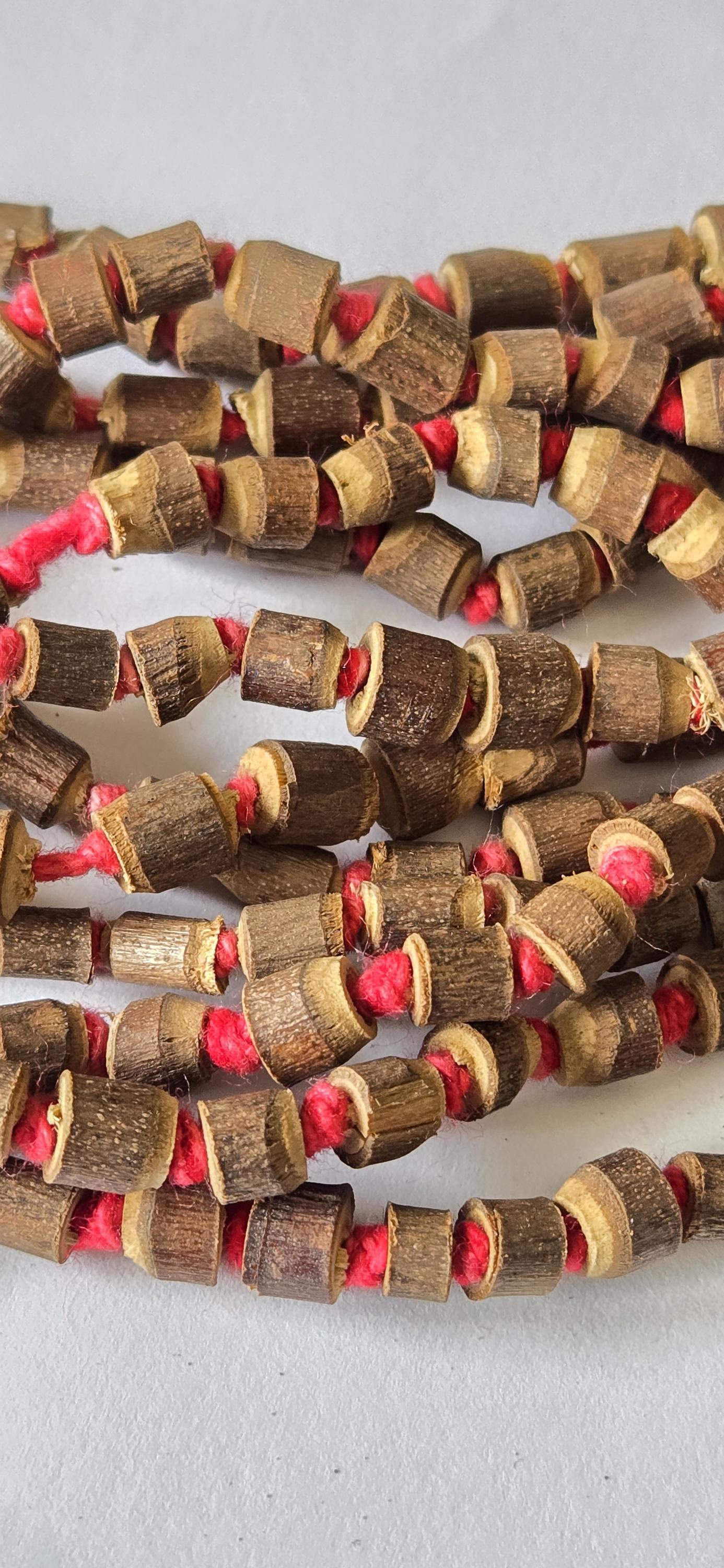 Smal size light weight Natural Tulsi wood beads strand knotted- 100 beads - NB094
