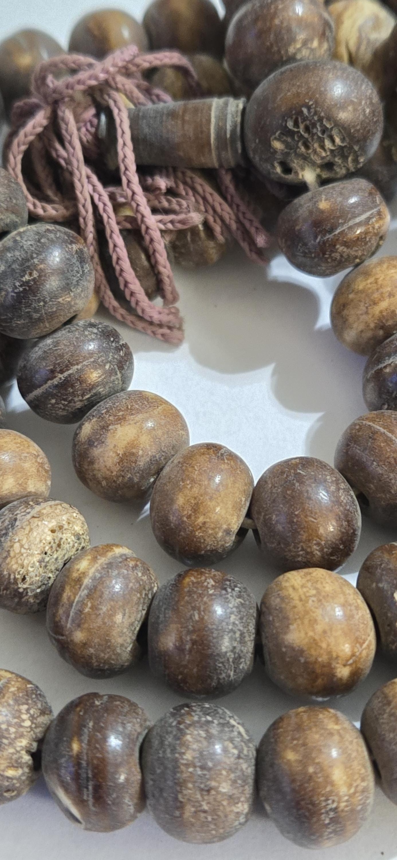 108 Beads - 12 mm Tibetan 108 old recycled bone mala beads meditation prayer beads supply old cattle bone beads Nepal - ML074B