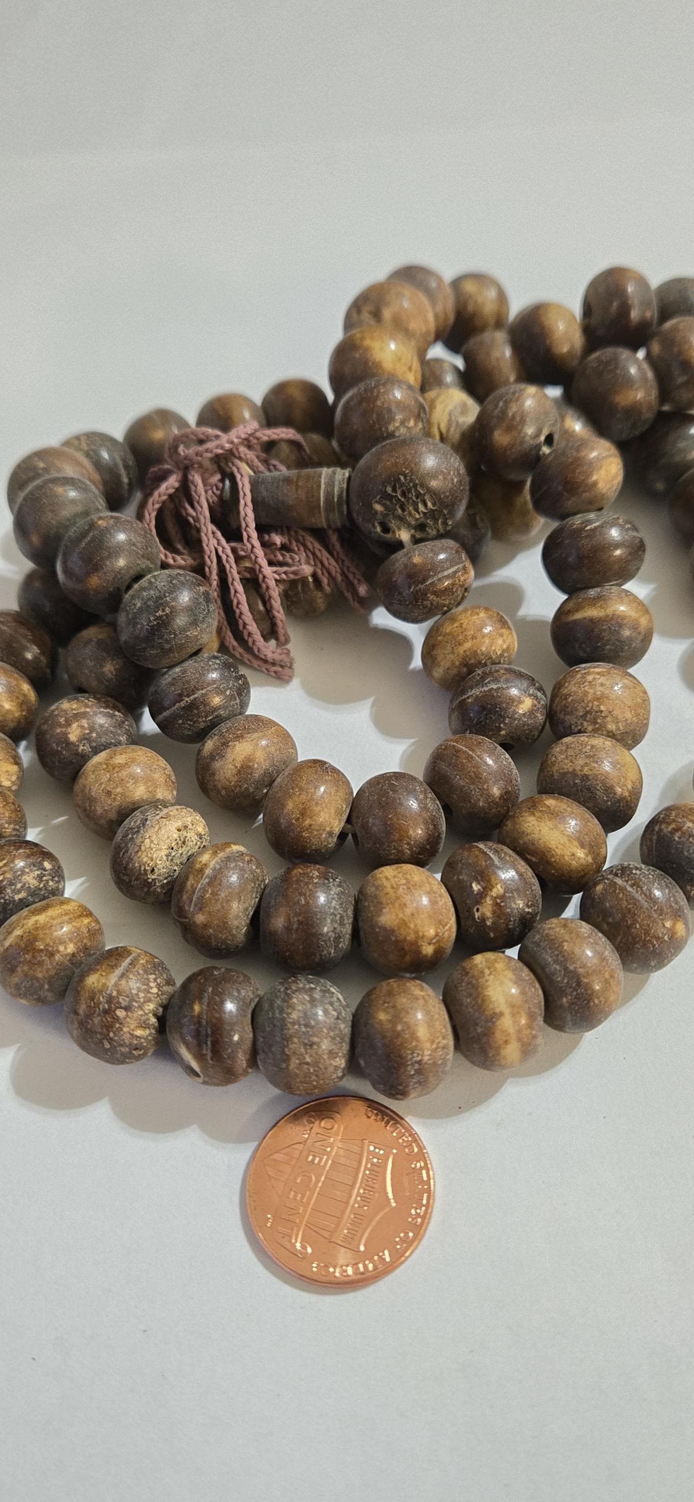 108 Beads - 12 mm Tibetan 108 old recycled bone mala beads meditation prayer beads supply old cattle bone beads Nepal - ML074B