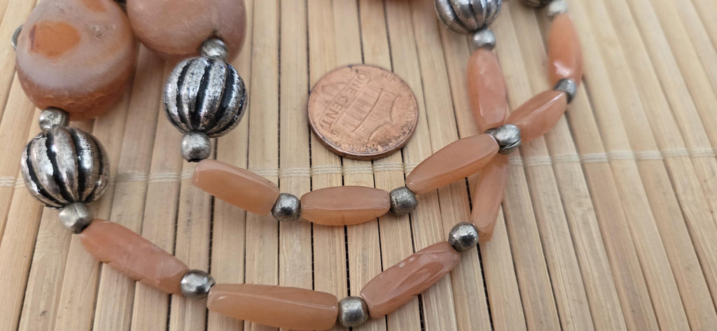 Old agate carnelian beads strand from Nepal BD944K