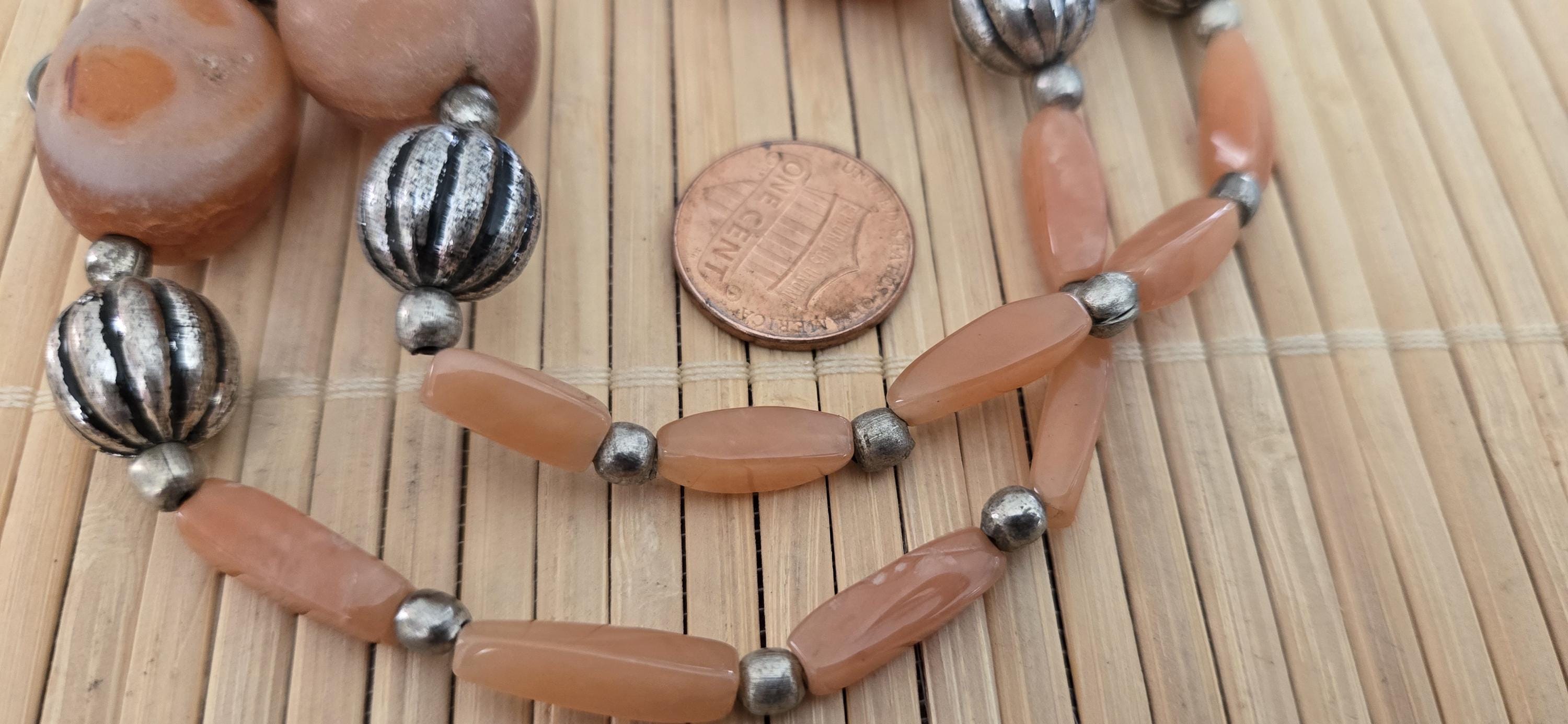 Old agate carnelian beads strand from Nepal BD944K