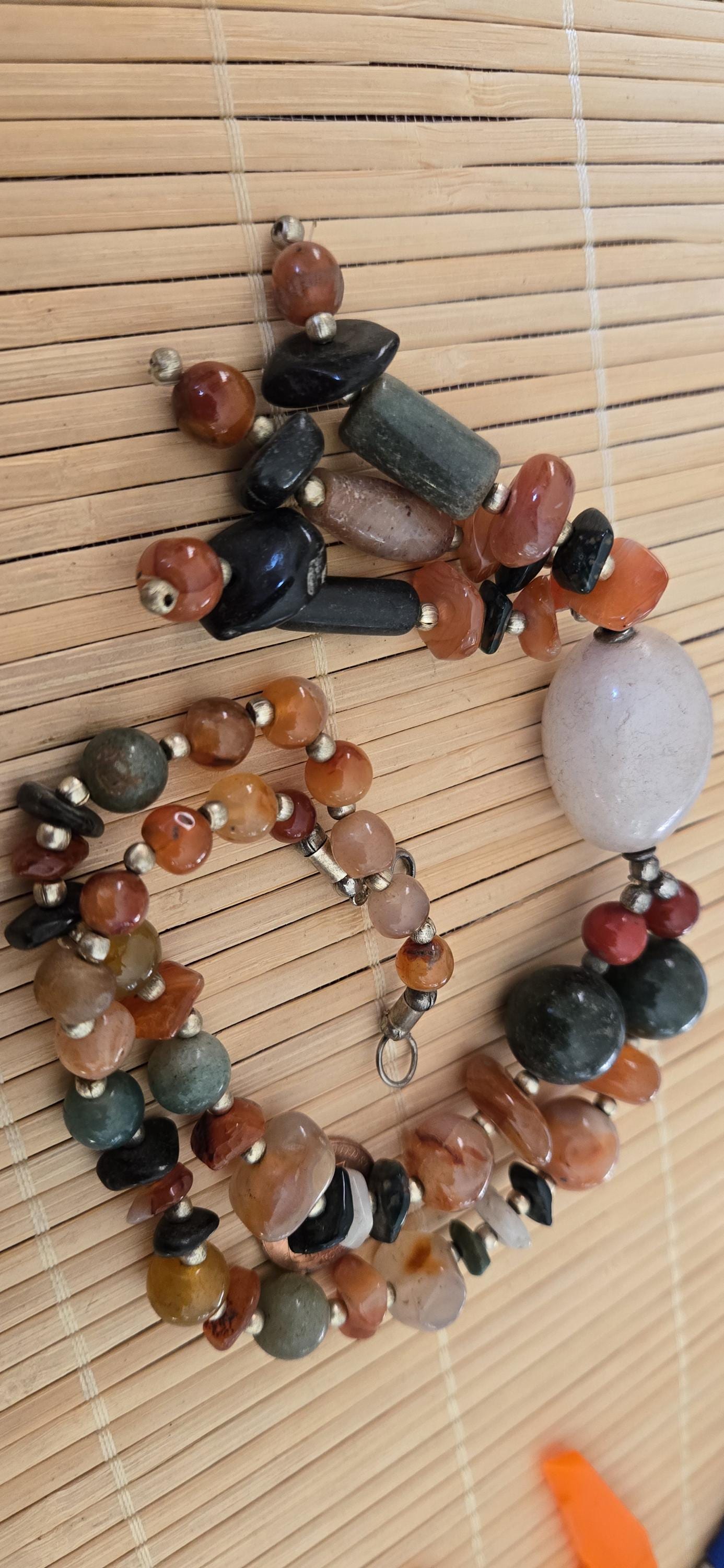 Tibetan beads ethnic Nepal himalayan old gemstone beads strand agate quartz carnelian beads - BD944M