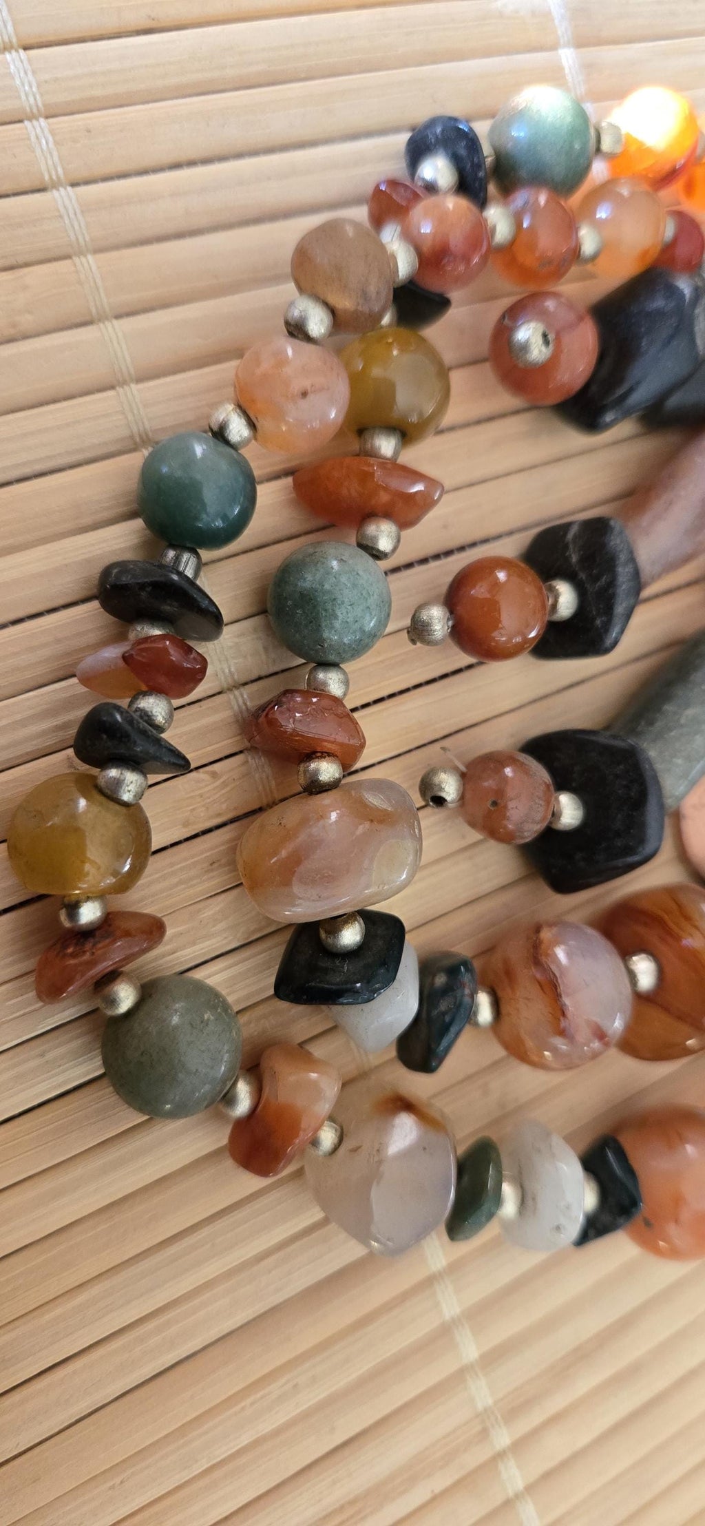 Tibetan beads ethnic Nepal himalayan old gemstone beads strand agate quartz carnelian beads - BD944M
