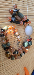 Tibetan beads ethnic Nepal himalayan old gemstone beads strand agate quartz carnelian beads - BD944M