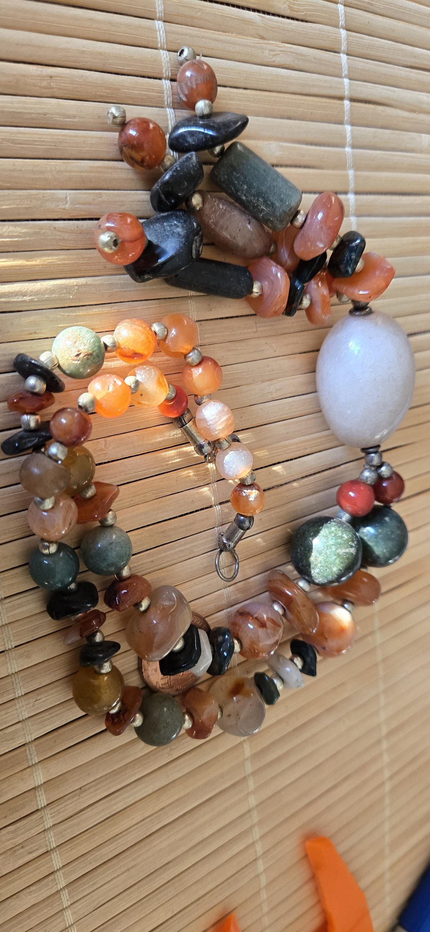 Tibetan beads ethnic Nepal himalayan old gemstone beads strand agate quartz carnelian beads - BD944M
