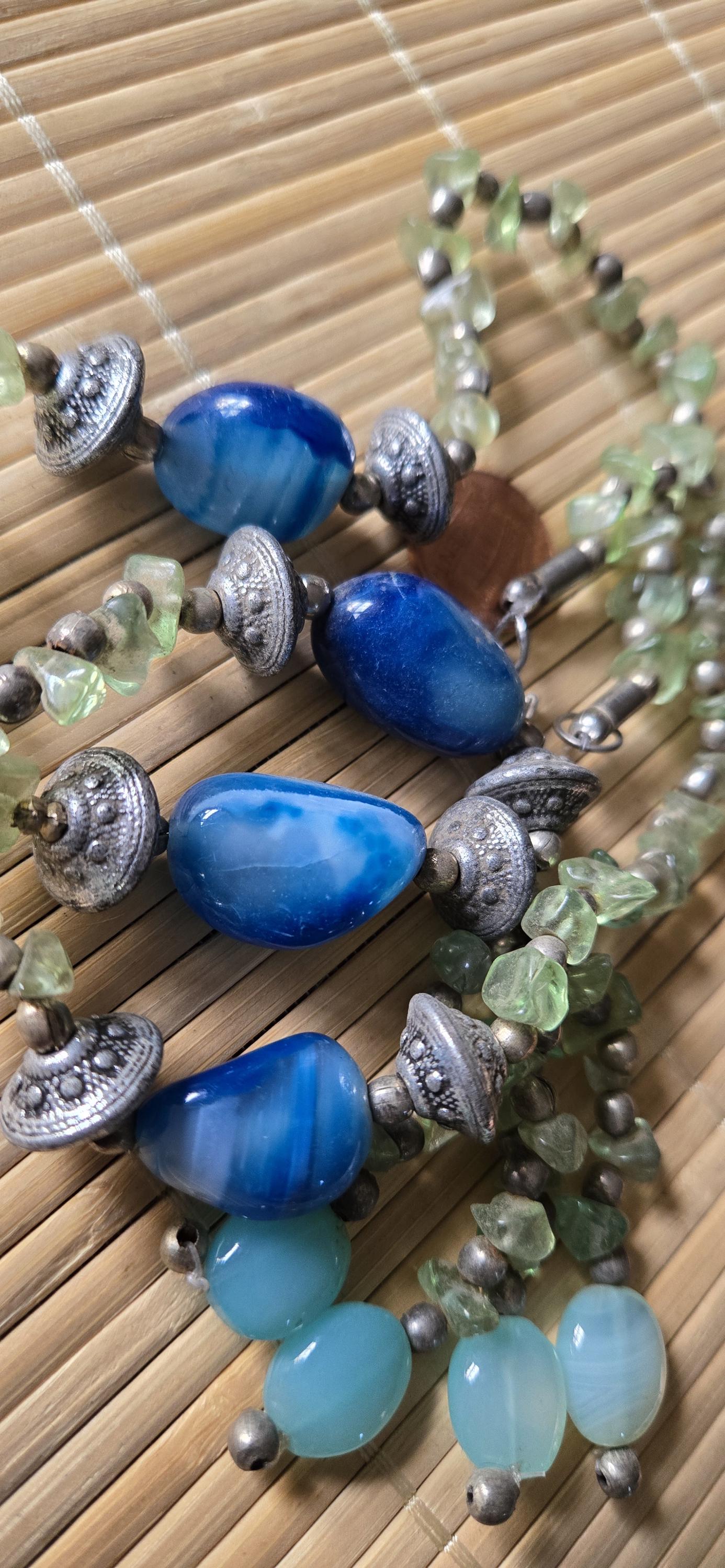 Tibetan beads ethnic Nepal himalayan old gemstone beads strand quartz agate onyx beads - BD944P